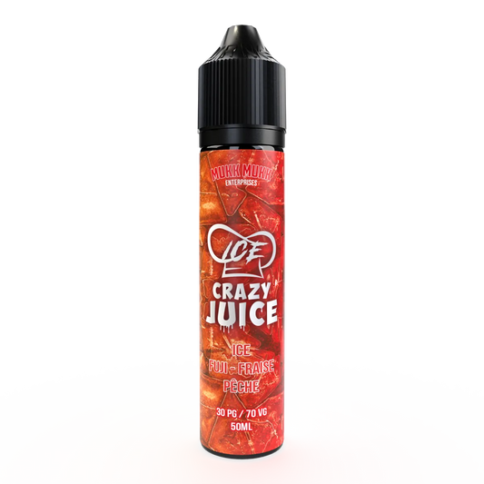 E-liquide Fuji Fraise Pêche Mukk Mukk Crazy Juice ICE, flacon de 50 mL