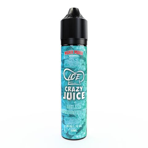 E-liquide Lime Framboise Bleue Mukk Mukk Crazy Juice ICE, flacon de 50 mL