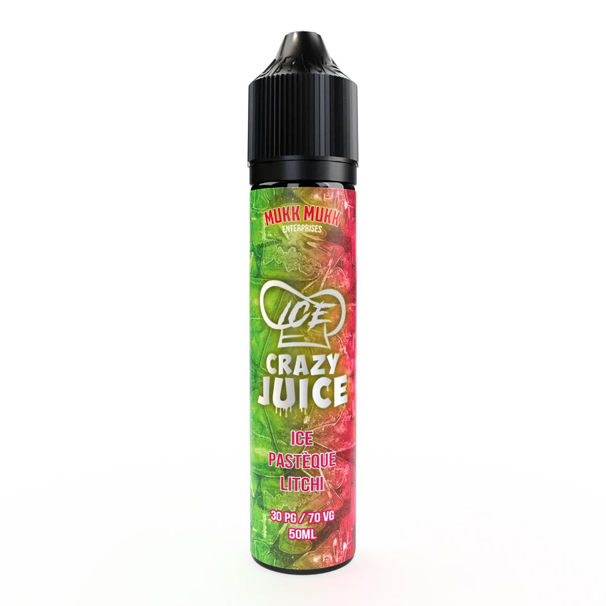 E-liquide Pastèque Litchi Mukk Mukk Crazy Juice ICE, flacon de 50 mL