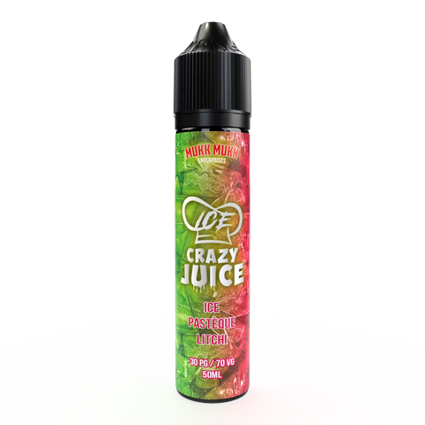 E-liquide Pastèque Litchi Mukk Mukk Crazy Juice ICE, flacon de 50 mL