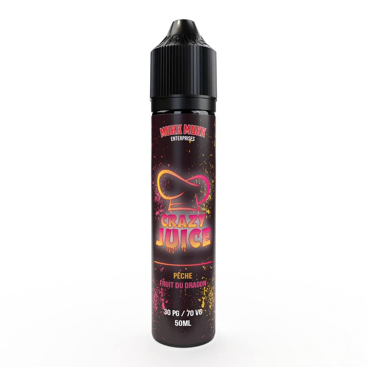 E-liquide Pêche Fruit du Dragon Mukk Mukk Crazy Juice, flacon de 50 mL