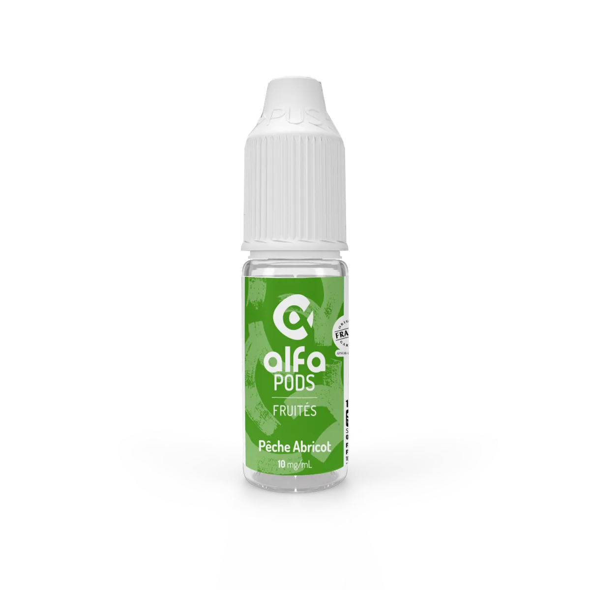E-liquide Pêche Abricot Alfaliquid AlfaPODS, flacon de 10 mL