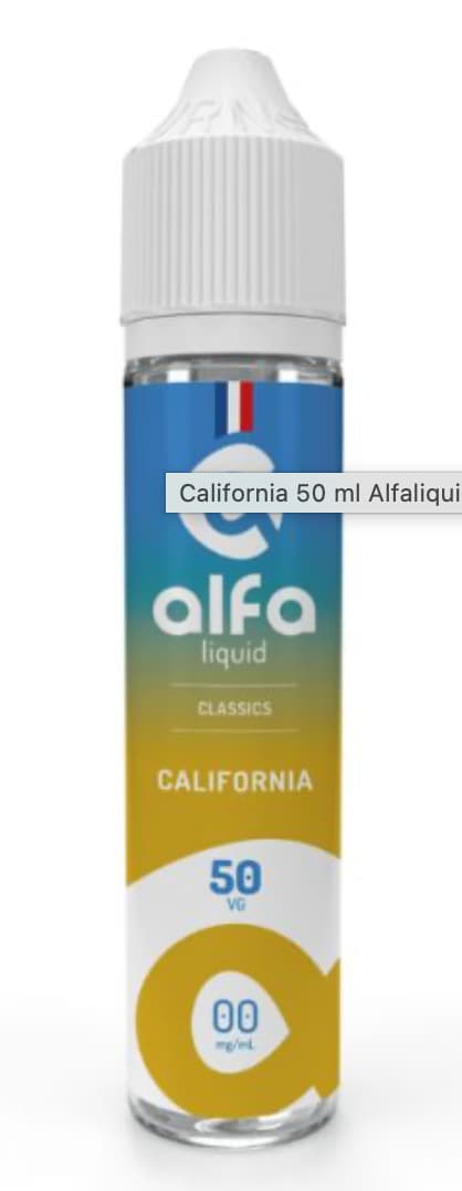 E-liquide California Alfaliquid, flacon de 50 mL