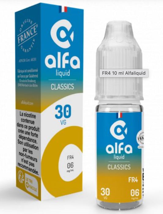 E-liquide FR-4 Alfaliquid, flacon et boîte de 10 mL