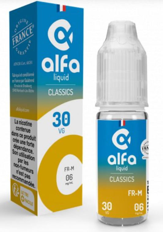 E-liquide FR-M Alfaliquid, flacon et boîte de 10 mL