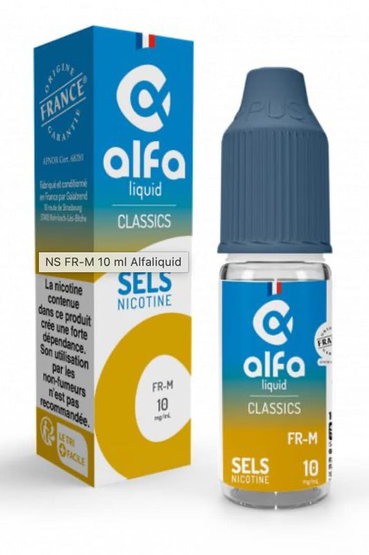 E-liquide FR-M sels de nicotine Alfaliquid, flacon et boîte de 10 mL