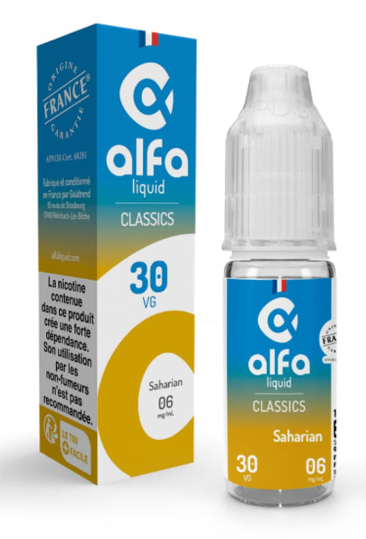 E-liquide Saharian Alfaliquid, flacon et boîte de 10 mL