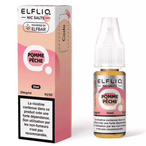 E-liquide Pomme Pêche Elfbar Elfliq aux sels de nicotine, flacon de 10 mL