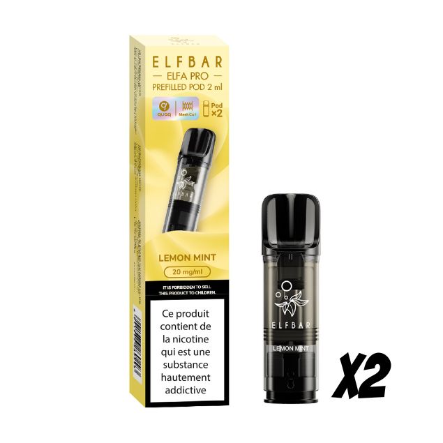 Pods pré-remplis Elfa Pro Citron Menthe Elfbar, boîte de 2