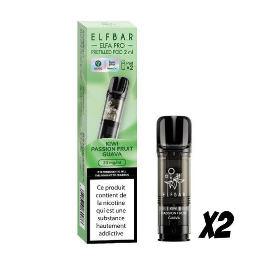 Pods pré-remplis Elfa Pro Passion Kiwi Goyave Elfbar, boîte de 2