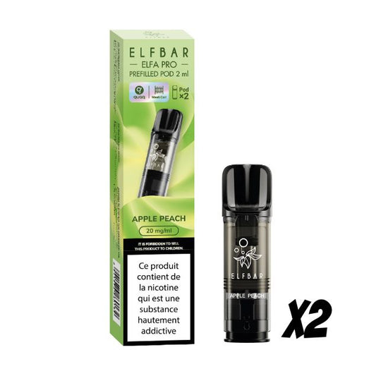 Pods pré-remplis Elfa Pro Pomme Pêche Elfbar, boîte de 2