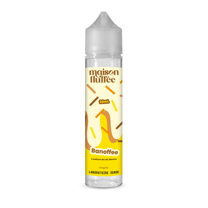 E-liquide Banoffee Laboratoire Sense Maison Fluffée, flacon de 30 mL