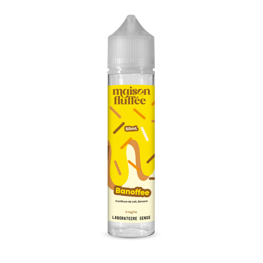 E-liquide Banoffee Laboratoire Sense Maison Fluffée, flacon de 50 mL