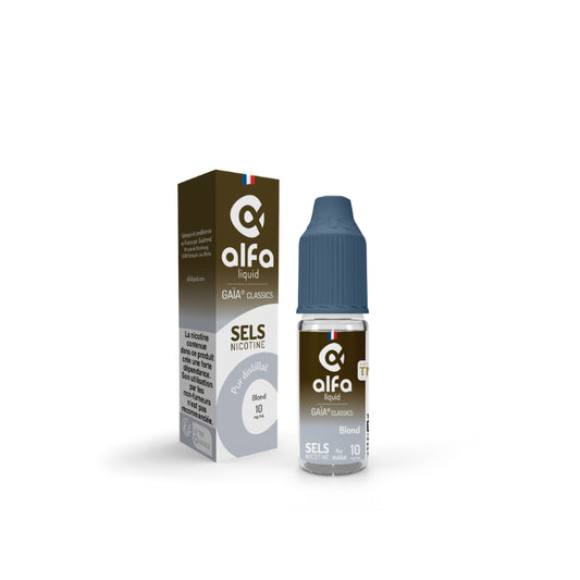 E-liquide Blond Alfaliquid Gaïa Classics aux sels de nicotine, flacon de 10 mL, version 10 mg/mL