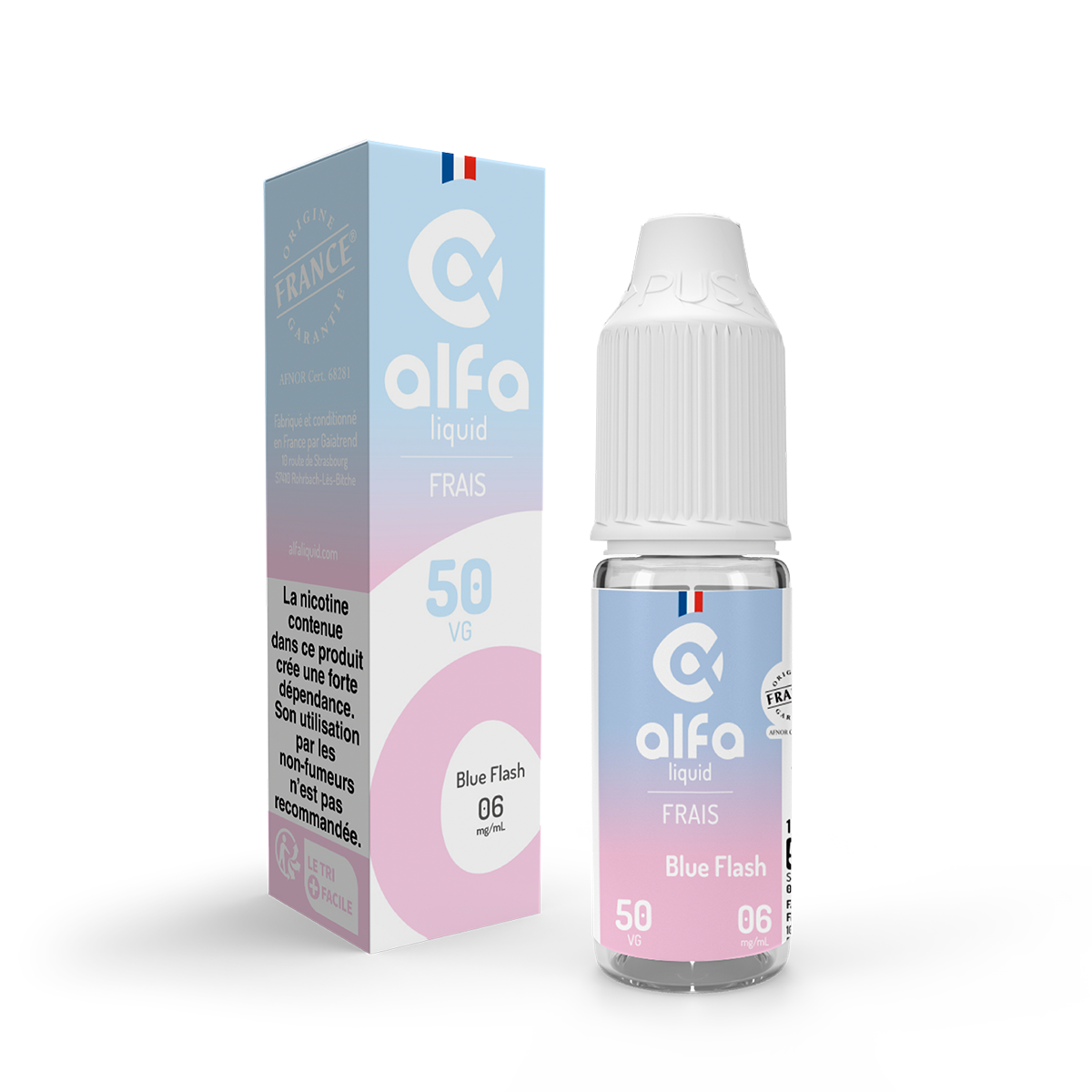 E-liquide Blue Flash Alfaliquid, flacon de 10 mL