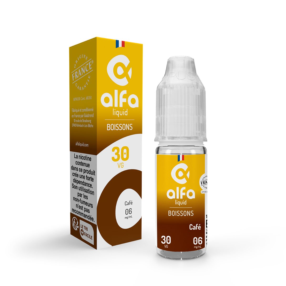 E-liquide Café Alfaliquid, flacon de 10 mL
