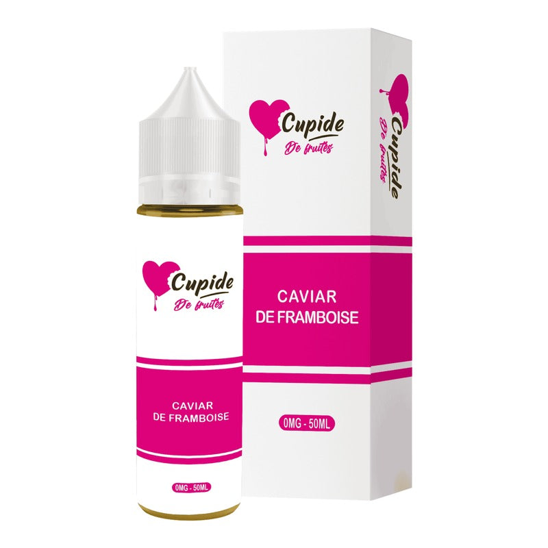 E-liquide Caviar de Framboise FUEL Cupide, flacon de 50 mL et sa boîte