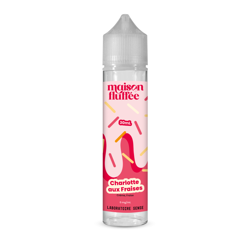 E-liquide Charlotte aux Fraises Laboratoire Sense Maison Fluffée, flacon de 30 mL