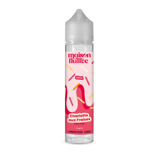 E-liquide Charlotte aux Fraises Laboratoire Sense Maison Fluffée, flacon de 30 mL