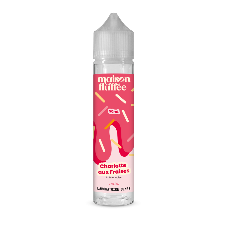 E-liquide Charlotte aux Fraises Laboratoire Sense Maison Fluffée, flacon de 50 mL