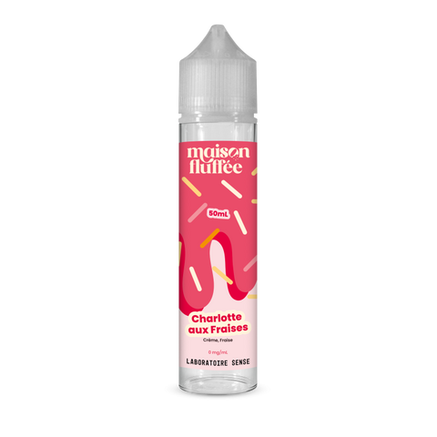 E-liquide Charlotte aux Fraises Laboratoire Sense Maison Fluffée, flacon de 50 mL
