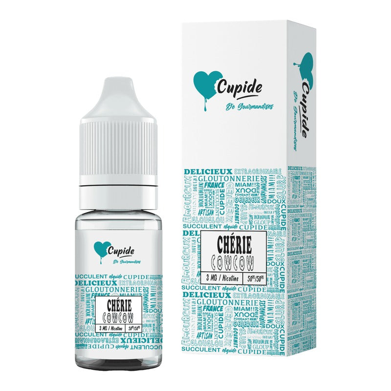 E-liquide Chérie Cowcow FUEL Cupide, flacon de 10 mL et sa boîte