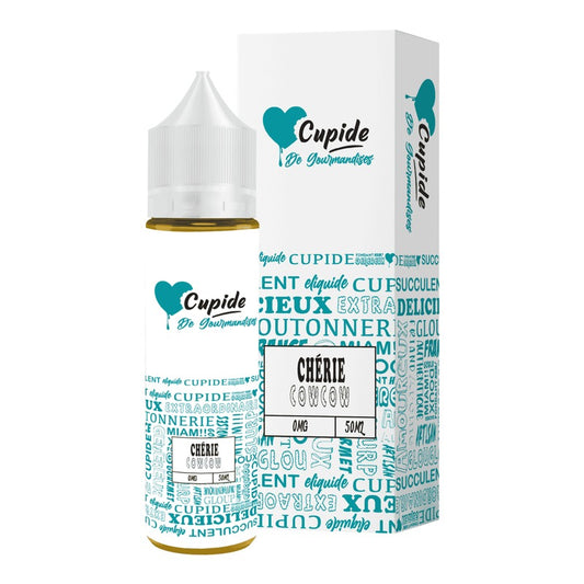 E-liquide Chérie Cowcow FUEL Cupide, flacon de 50 mL et sa boîte