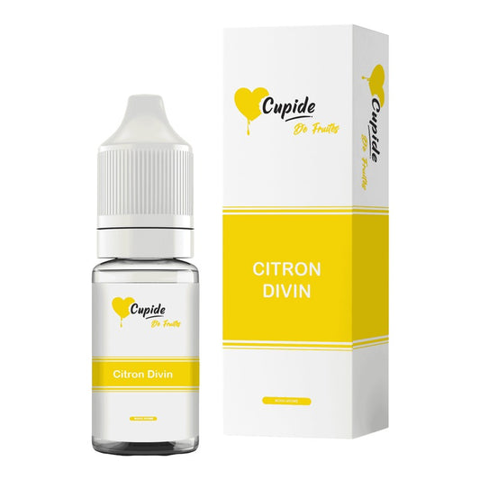 E-liquide Citron Divin FUEL Cupide, flacon de 10 mL et sa boîte