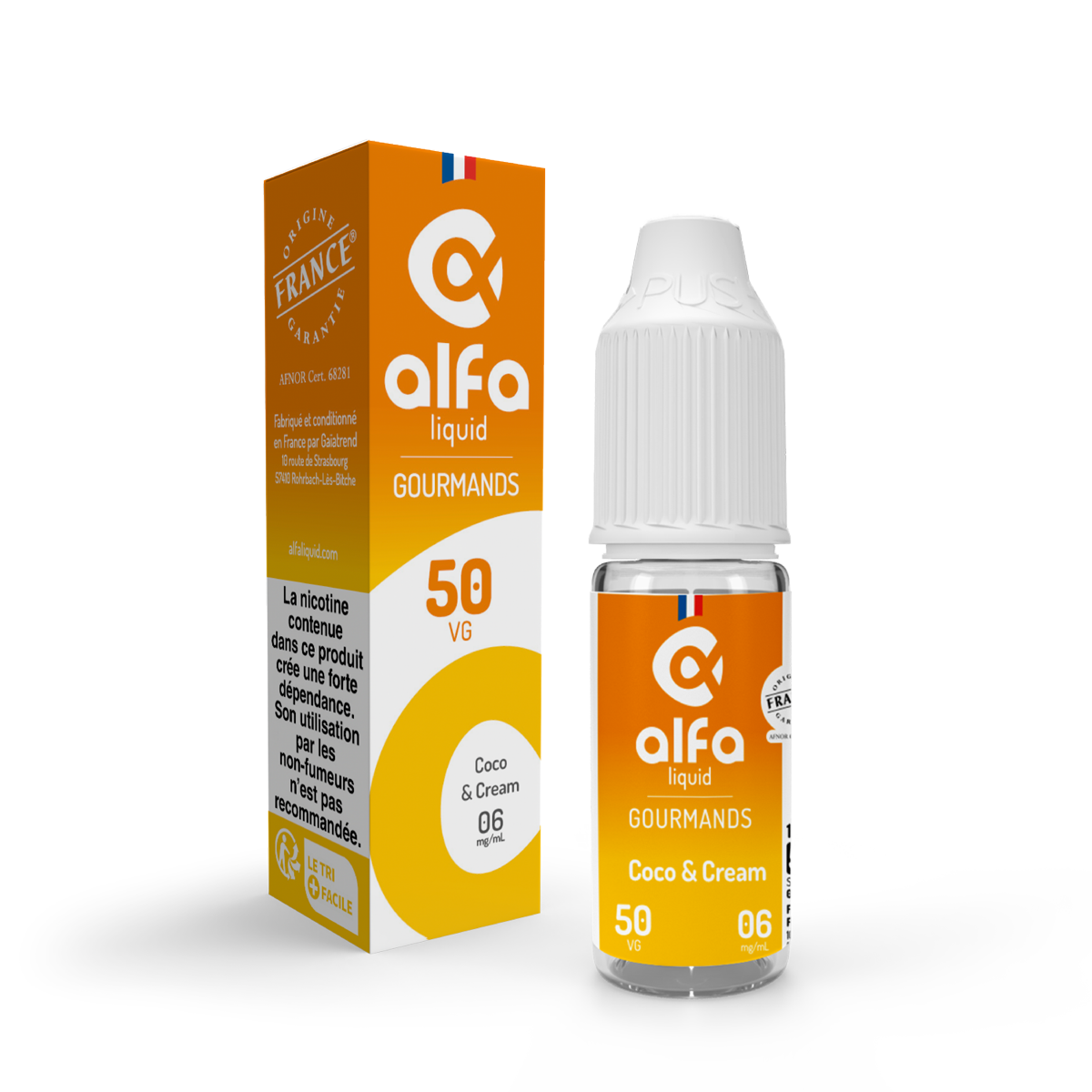 E-liquide Coco & Cream Alfaliquid, flacon de 10 mL