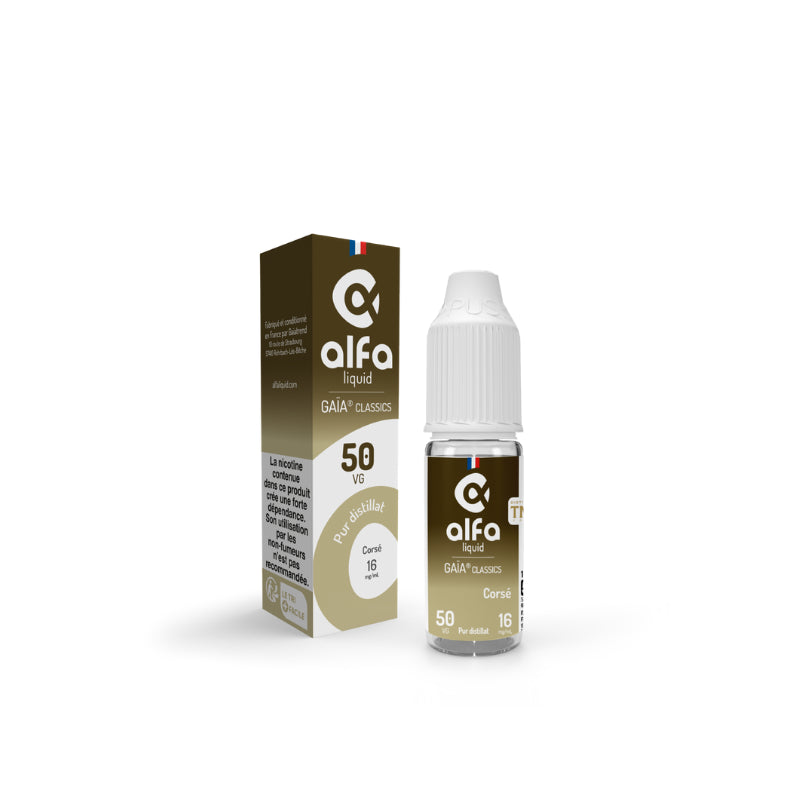 E-liquide Corsé Alfaliquid Gaïa Classics, flacon de 10 mL, version 16 mg/mL et PG/VG 50/50