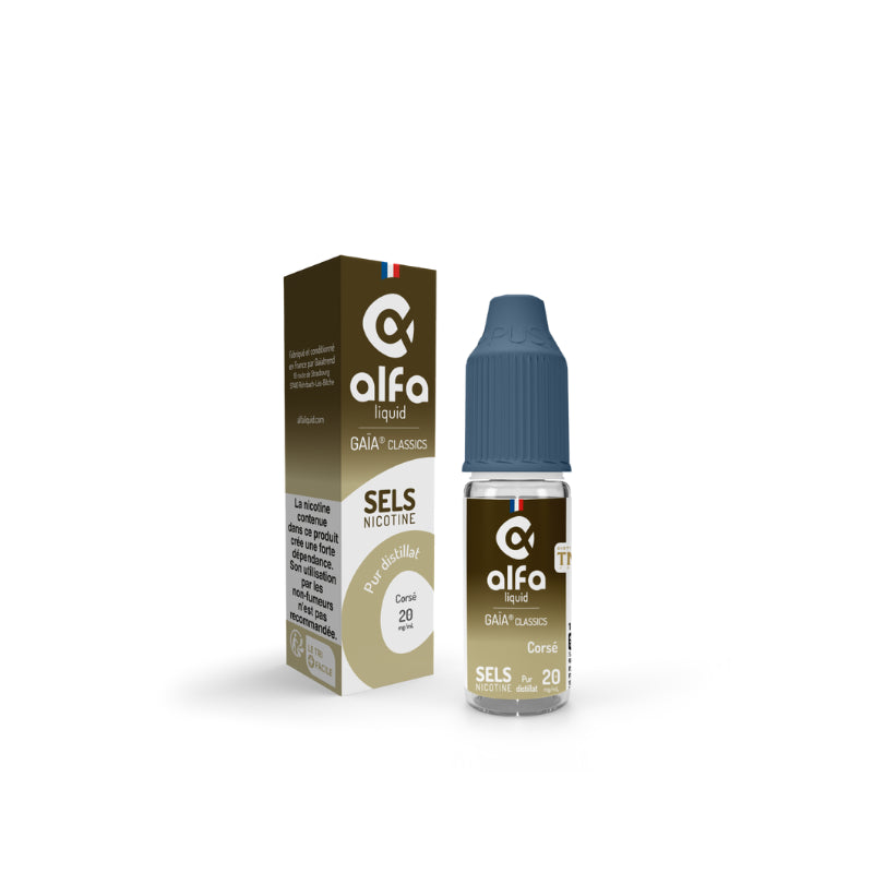 E-liquide Corsé Alfaliquid Gaïa Classics aux sels de nicotine, flacon de 10 mL, version 20 mg/mL