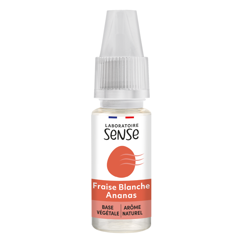 E-liquide Fraise Blanche Ananas Laboratoire Sense, flacon de 10 mL