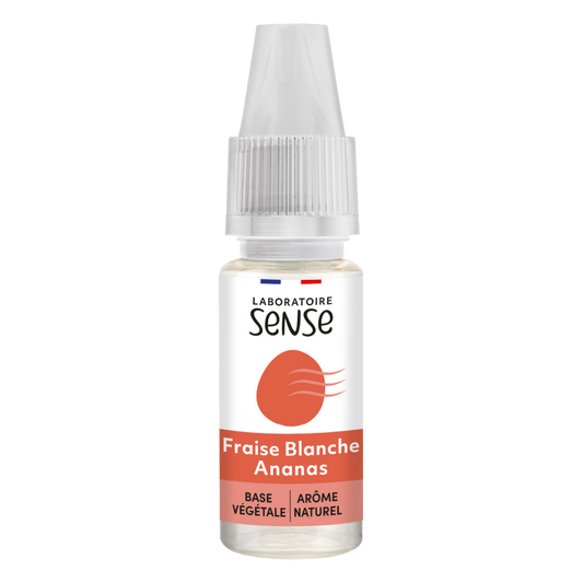 E-liquide Fraise Blanche Ananas Laboratoire Sense, flacon de 10 mL