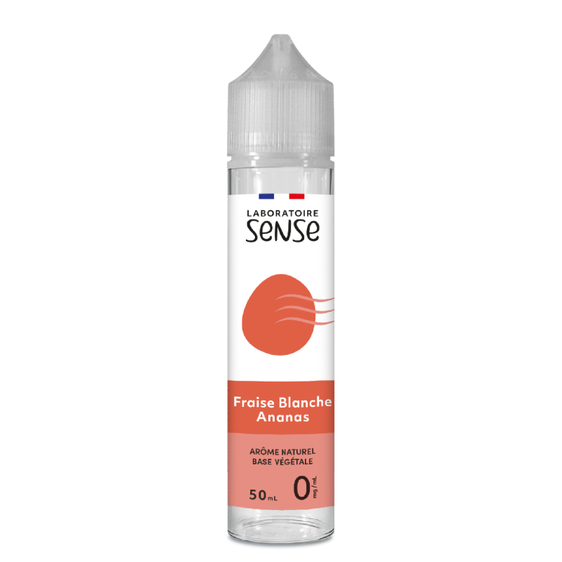 E-liquide Fraise Blanche Ananas Laboratoire Sense, flacon de 50 mL