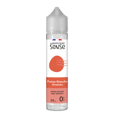 E-liquide Fraise Blanche Ananas Laboratoire Sense, flacon de 50 mL