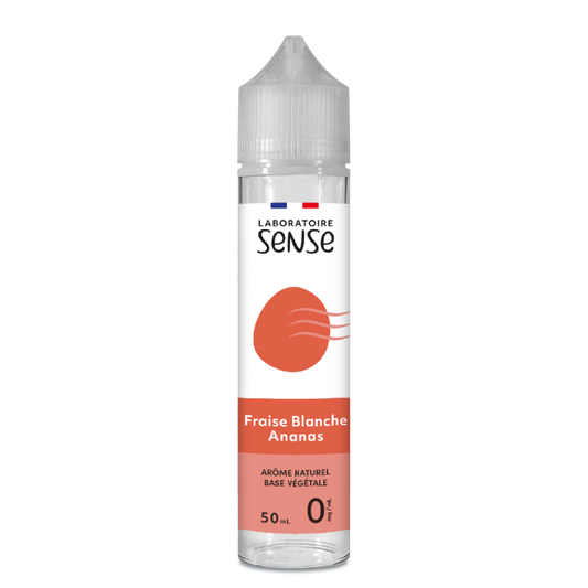 E-liquide Fraise Blanche Ananas Laboratoire Sense, flacon de 50 mL