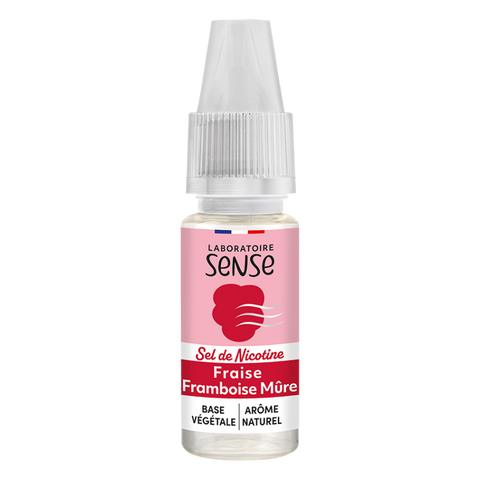 E-liquide Fraise Framboise Mûre Laboratoire Sense aux sels de nicotine, flacon de 10 mL