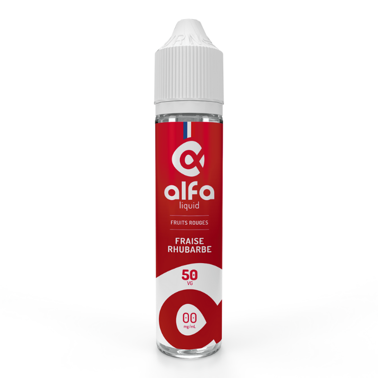 E-liquide Fraise Rhubarbe Alfaliquid, flacon de 50 mL