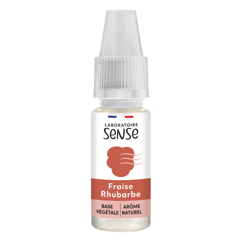 E-liquide Fraise Rhubarbe Laboratoire Sense, flacon de 10 mL