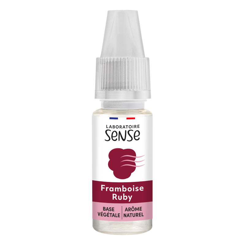 E-liquide Framboise Ruby Laboratoire Sense, flacon de 10 mL