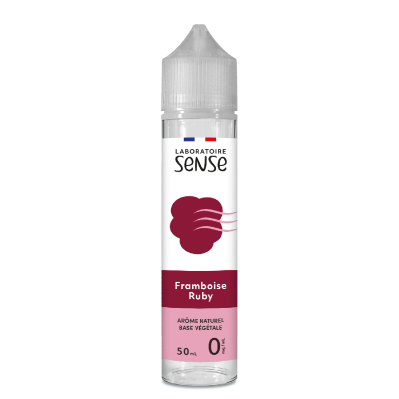 E-liquide Framboise Ruby Laboratoire Sense, flacon de 50 mL