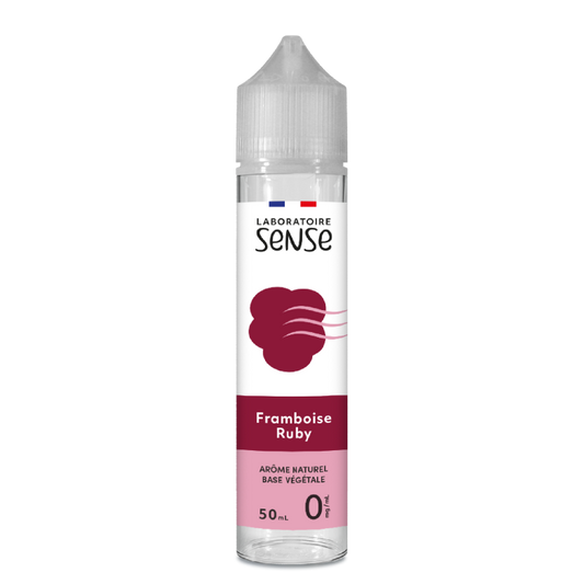 E-liquide Framboise Ruby Laboratoire Sense, flacon de 50 mL