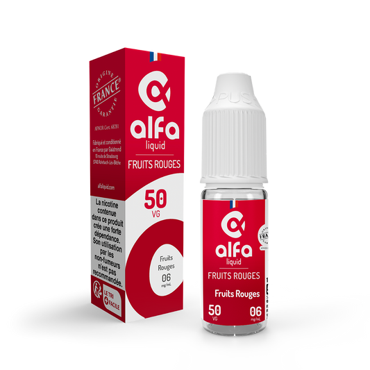 E-liquide Fruits Rouges Alfaliquid, flacon de 10 mL, version PG/VG 50/50