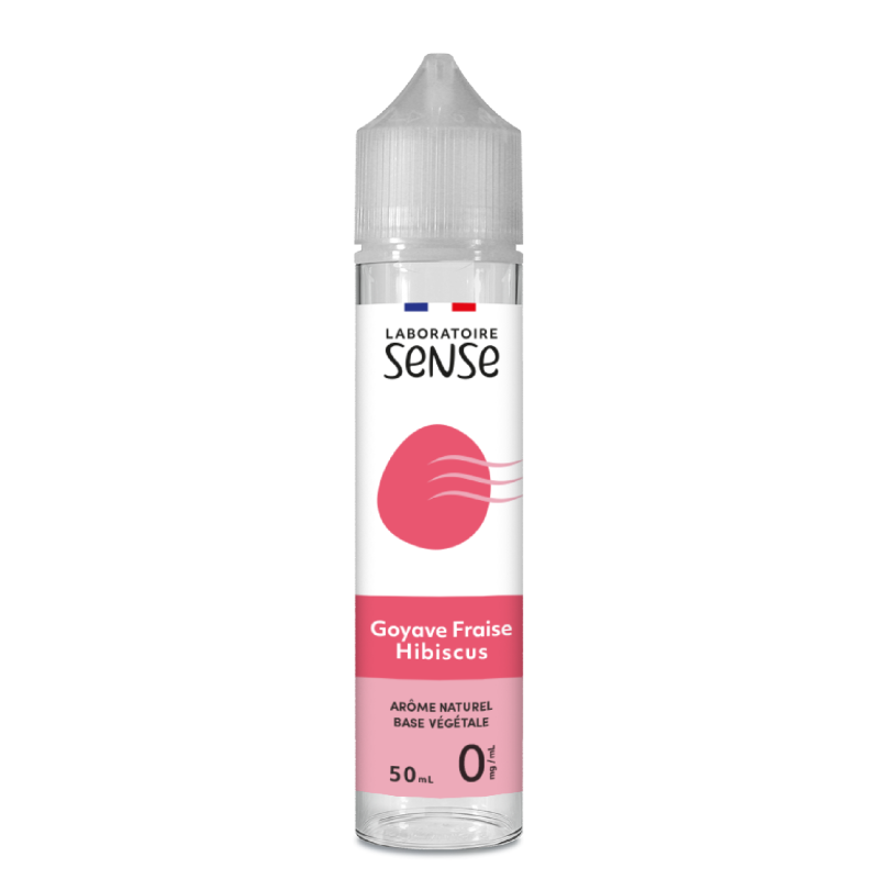 E-liquide Goyave Fraise Hibiscus Laboratoire Sense, flacon de 50 mL