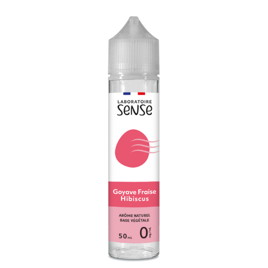 E-liquide Goyave Fraise Hibiscus Laboratoire Sense, flacon de 50 mL