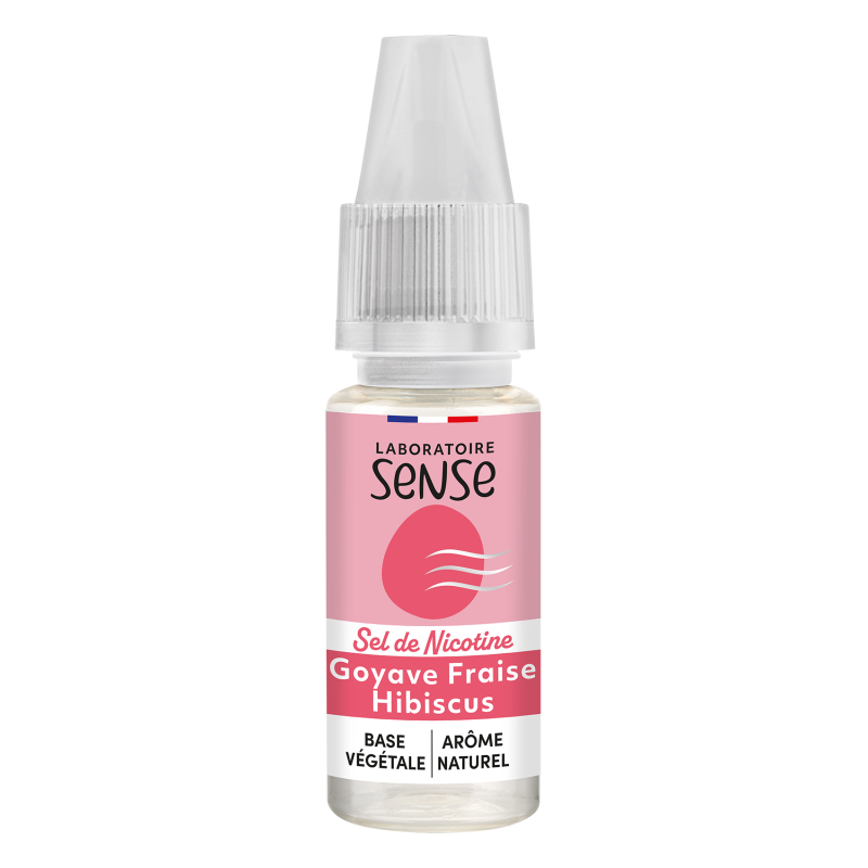 E-liquide Goyave Fraise Hibiscus Laboratoire Sense aux sels de nicotine, flacon de 10 mL