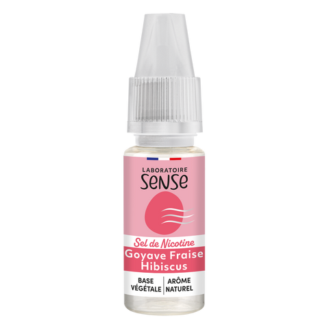 E-liquide Goyave Fraise Hibiscus Laboratoire Sense aux sels de nicotine, flacon de 10 mL