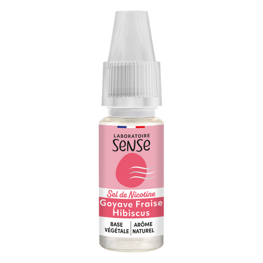 E-liquide Goyave Fraise Hibiscus Laboratoire Sense aux sels de nicotine, flacon de 10 mL