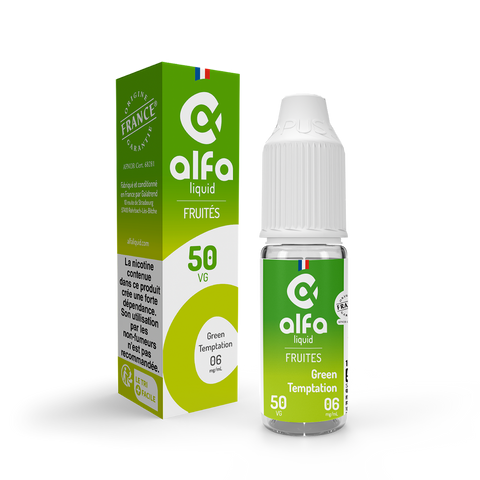 E-liquide Green Temptation Alfaliquid, flacon de 10 mL