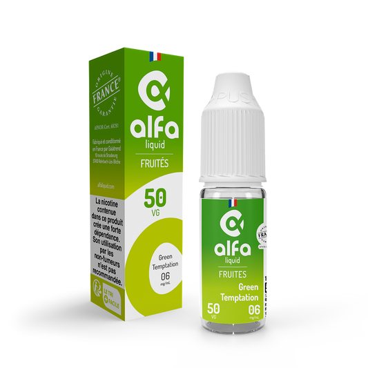 E-liquide Green Temptation Alfaliquid, flacon de 10 mL